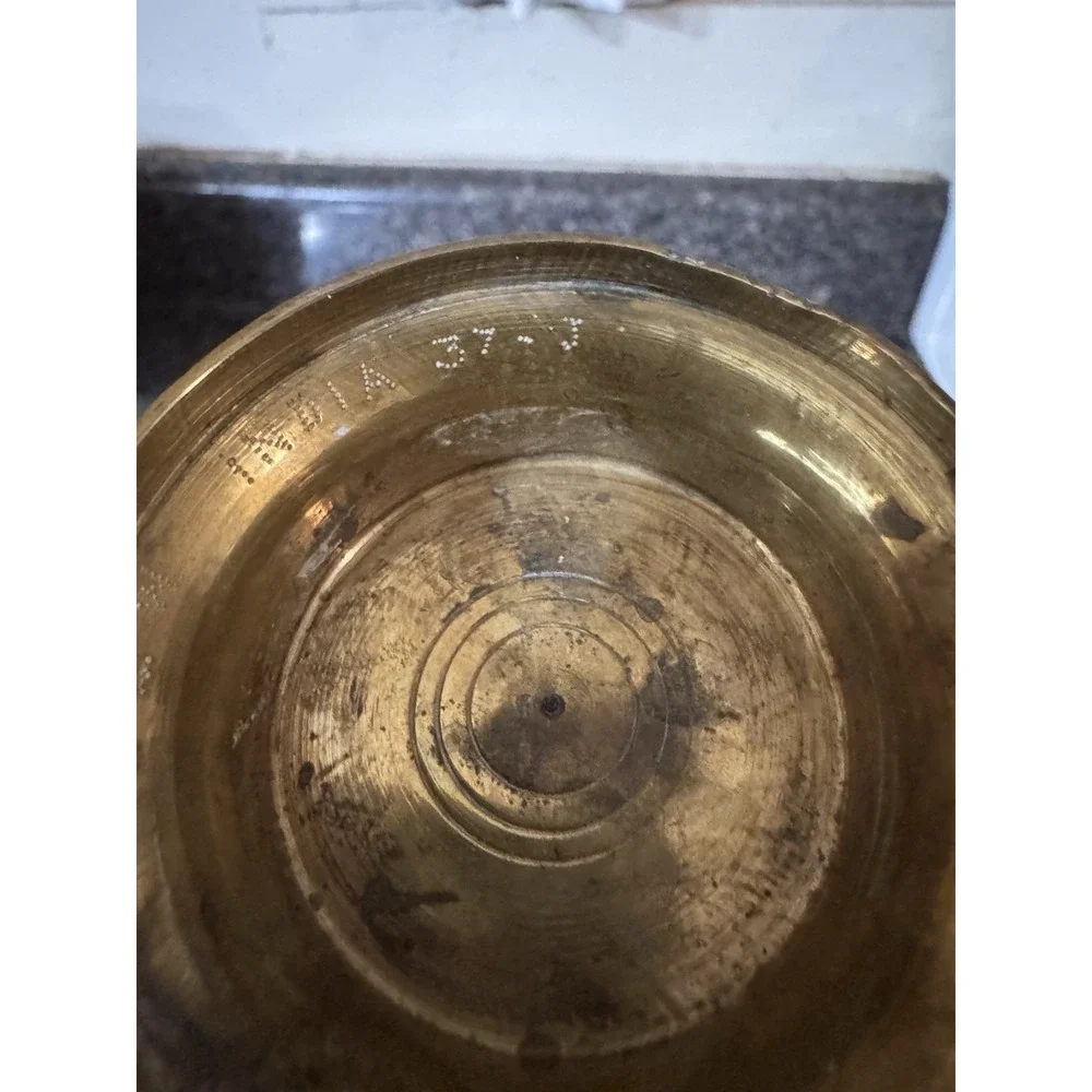Vintage Etched Brass Pitcher‎ Tea Pot Oil Coffee Water Genie Made In INDIA